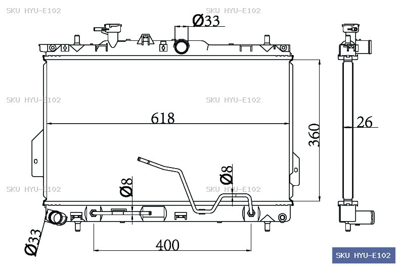 Hyundai Elantra KMHDM41 11/00-09/03 Radiator HYU-E102