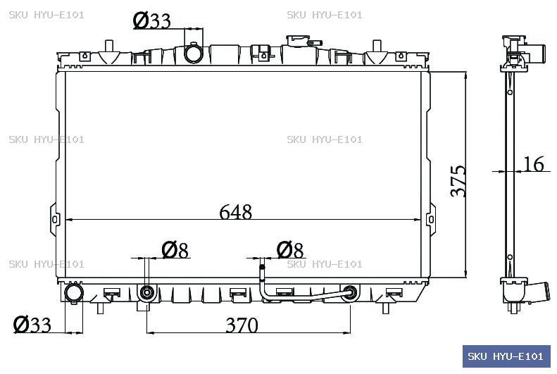 Hyundai Elantra XD 2000-2011 Radiator HYU-E101