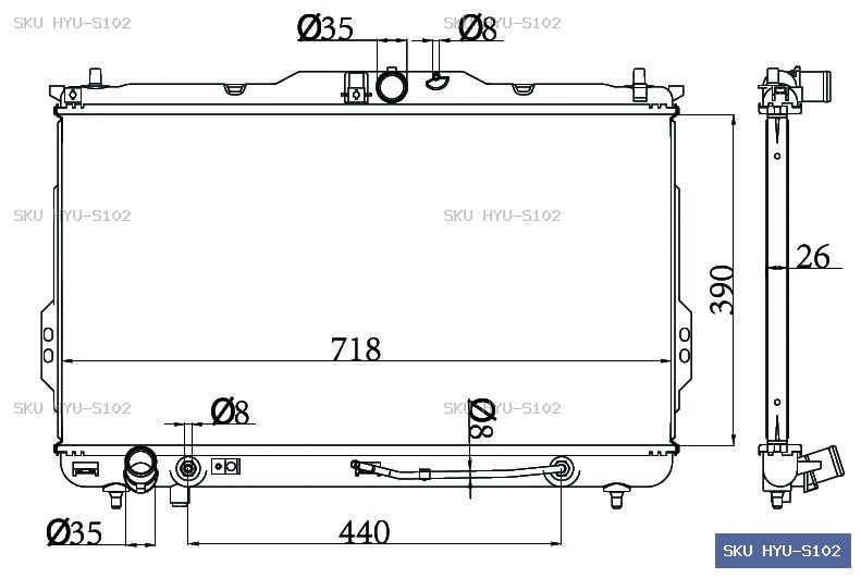 Hyundai Santa Fe CM 04/06-2012 Radiator HYU-S102