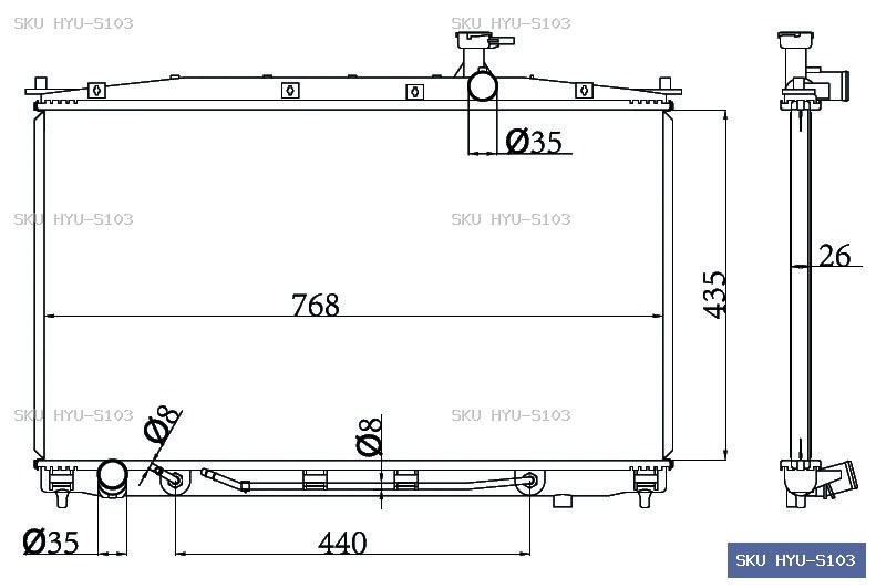 Hyundai Santa Fe CM 04/06-2012 Radiator HYU-S103