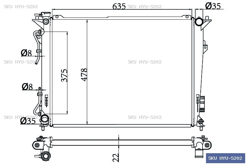 Hyundai Sonata NF 2005-2009 Radiator HYU-S202