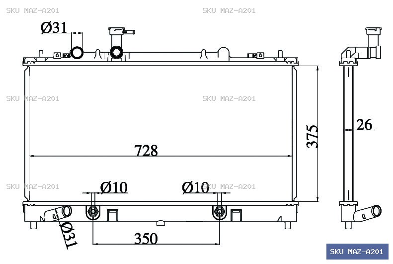 Mazda Atenza GG 2002-2008 Radiator MAZ-A201