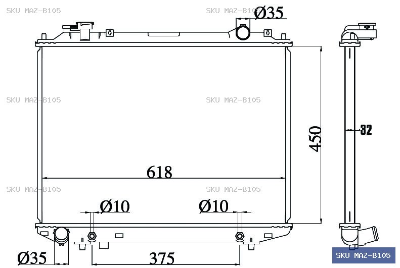 Mazda B2500 UF Radiator MAZ-B105