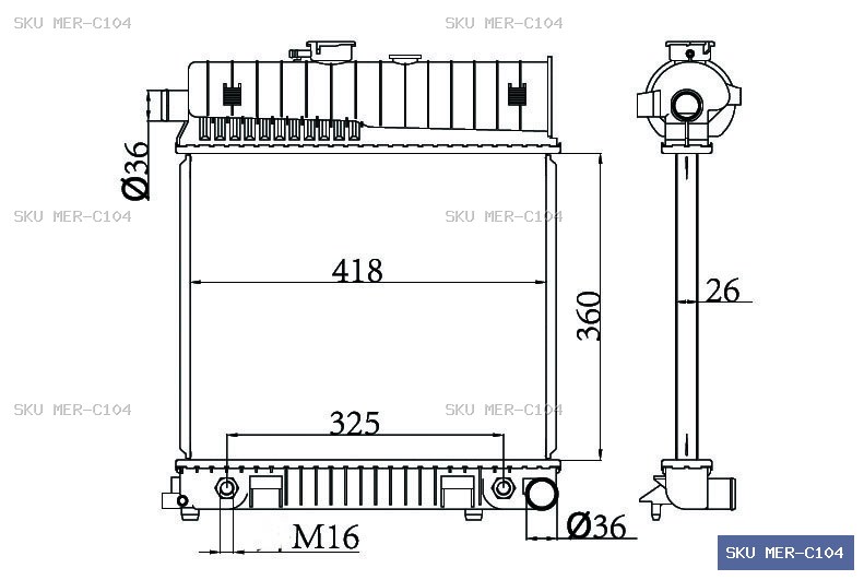 Mercedes-Benz C Class W202 1993-1999 Radiator MER-C104