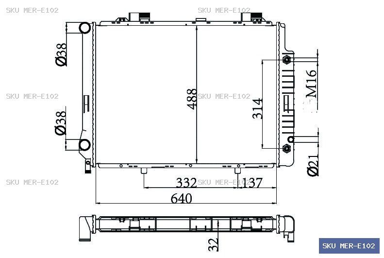 Mercedes-Benz E Class W210 1995-2003 Radiator MER-E102