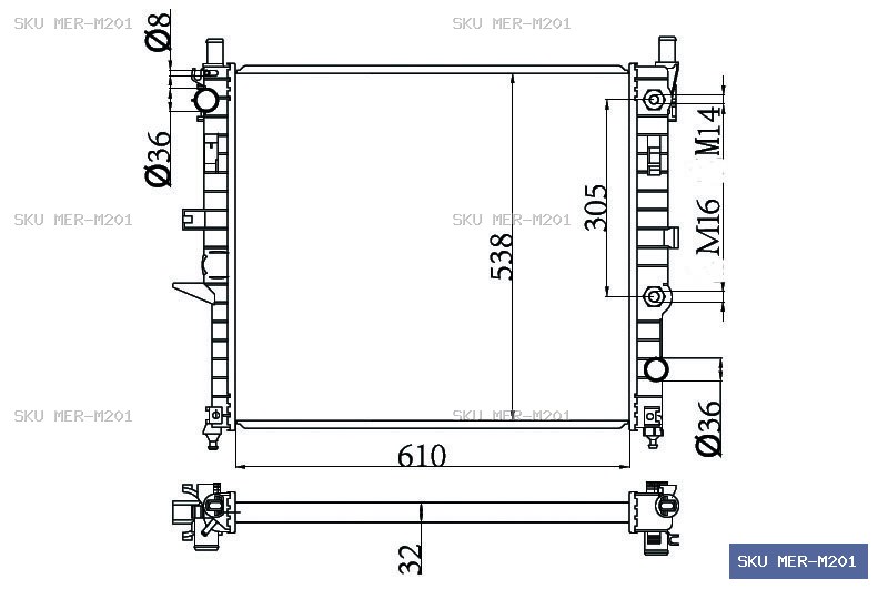 Mercedes-Benz M Class W163 1997-2005 Radiator MER-M201