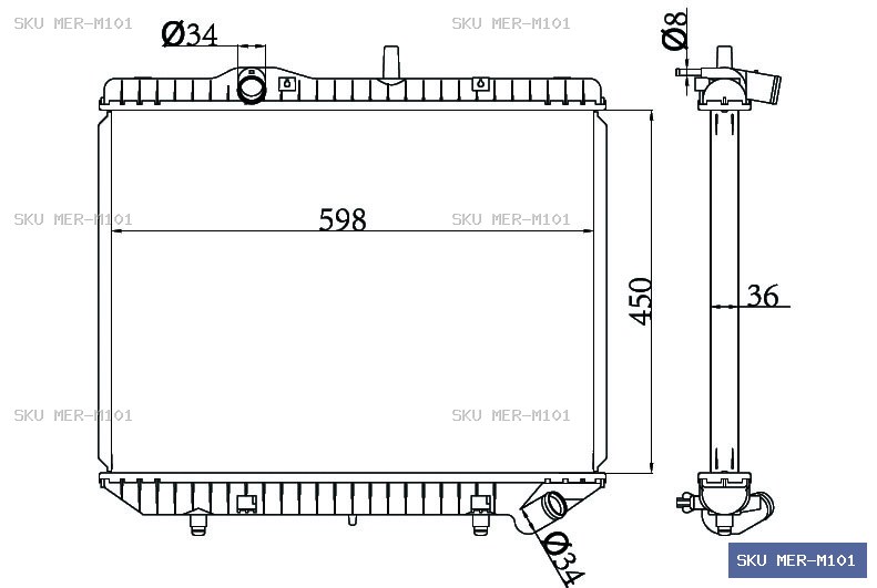 Mercedes-Benz MB100 MB100 Radiator MER-M101