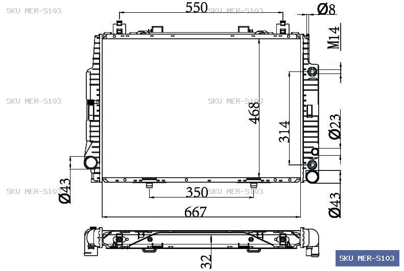 Mercedes-Benz S Class W140 1991-1999 Radiator MER-S103