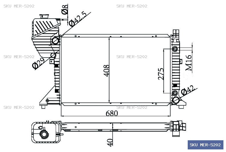 Mercedes-Benz Sprinter Sprinter 1995-2006 Radiator MER-S202