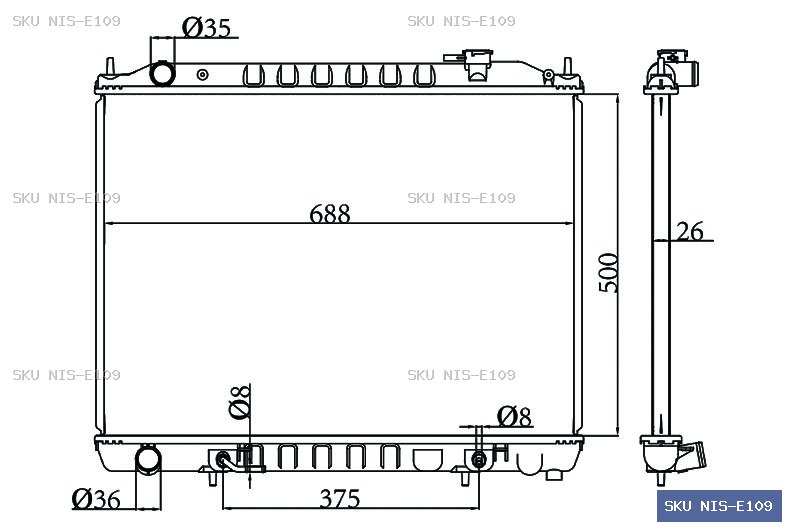 Nissan Elgrand E51 06/02-05/10 Radiator NIS-E109