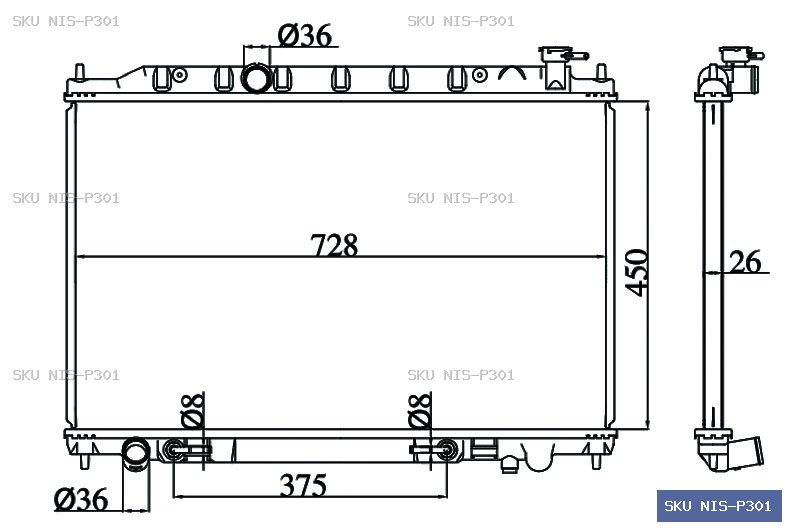 Nissan Presage U31 2003-2009 Radiator NIS-P301