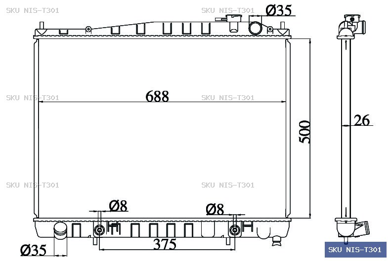 Nissan Terrano R50 1999-2003 Radiator NIS-T301