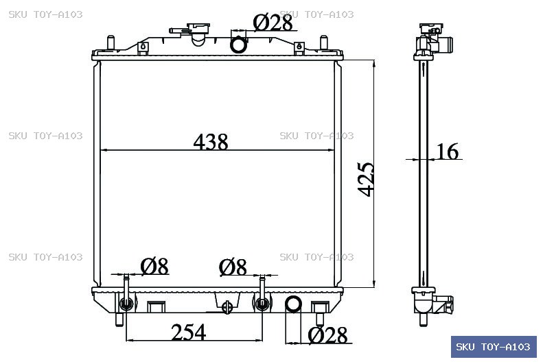 Toyota Avensis T250 2003-2009 Radiator TOY-A103