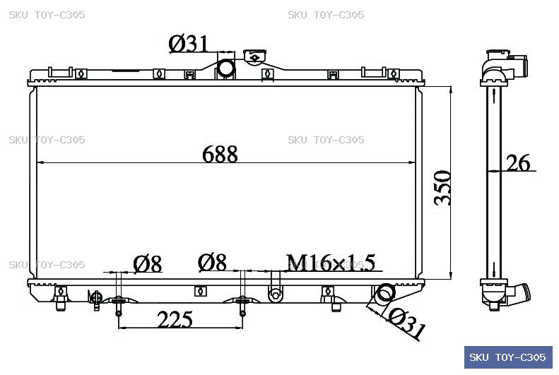 Toyota Corolla CE100 94-95 Radiator TOY-C305