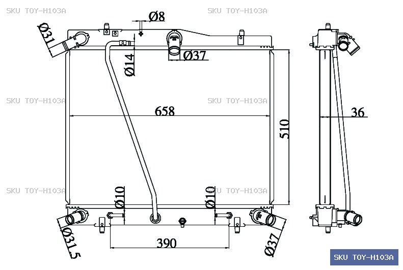 Toyota Hiace KDH200 03/05-09/06 Radiator TOY-H103A