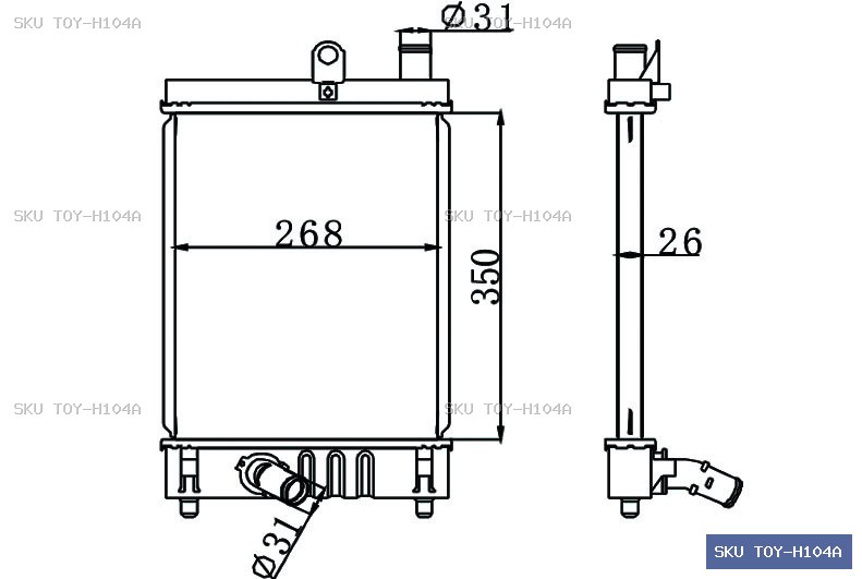 Toyota Hiace KDH200 03/05-09/06 Radiator TOY-H104A