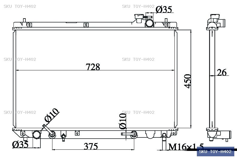 Toyota Highlander MCU20 2001-2007 Radiator TOY-H402