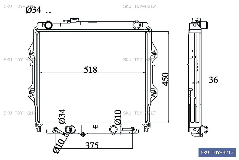 Toyota Hilux LN147 10/97-02/05 Radiator TOY-H217