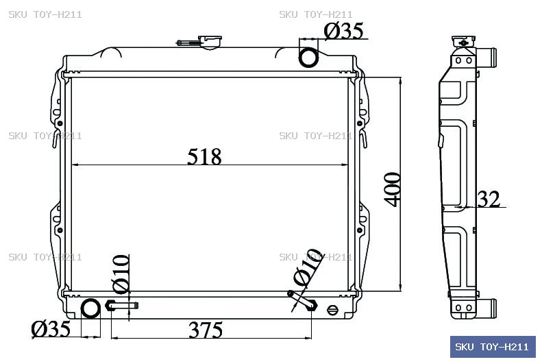 Toyota Hilux RN90 10/88-09/97 Radiator TOY-H211