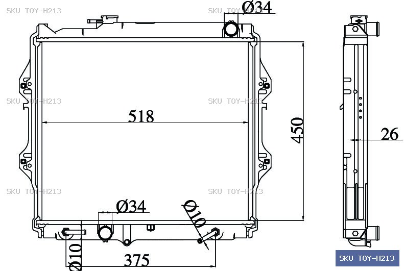 Toyota Hilux RZN147 10/97-02/05 Radiator TOY-H213