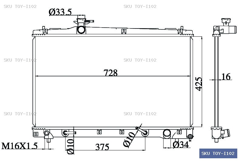 Toyota Ipsum ACM21 2001-2009 Radiator TOY-I102