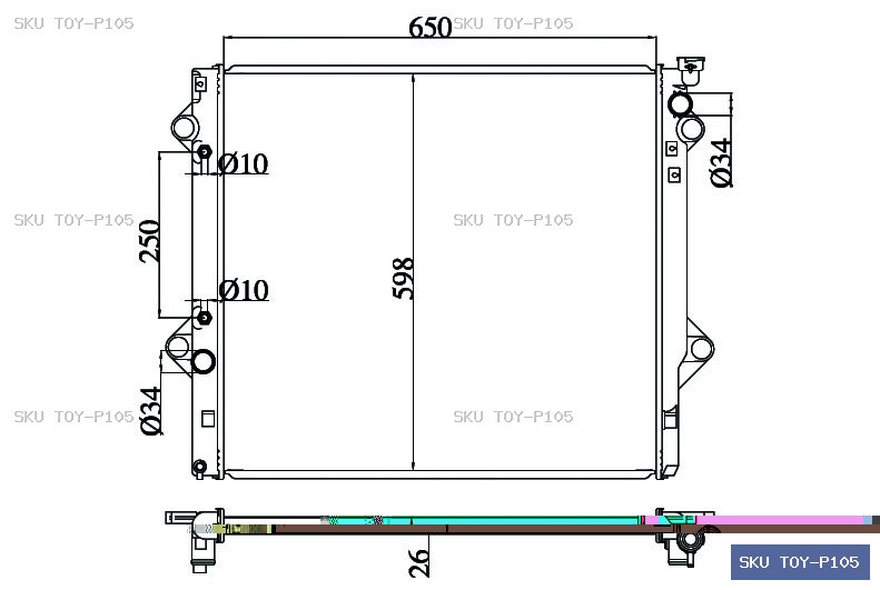 Toyota Prado RZJ120 02/03-10/04 Radiator TOY-P105