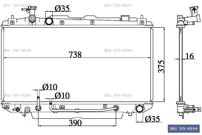 Toyota RAV4 ACA22 09/03-12/05 Radiator TOY-R104