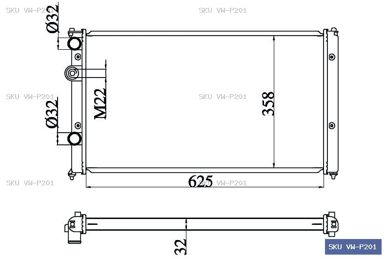 Volkswagen Polo 6N Radiator VW-P201